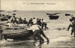 VINTAGE POSTCARD Grandcamp les Bains L Loading Boat