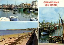 MODERN CARD Grandcamp les Bains the Port the Beach Boats