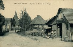 VINTAGE POSTCARD Grandchamp L Church the Town hall and the Forging mill
