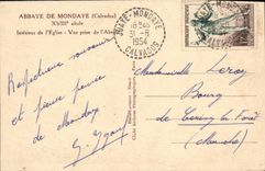 VINTAGE POSTCARD Mondaye Abbey Of Interior of L Church Seen from of L Apse