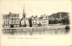 CPA Honfleur Le Quai L Eglise Saint Leonard
