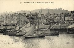 CPA Honfleur Panorama Pris du Port Bateaux
