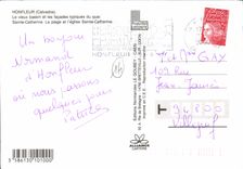 CPM Honfleur Le vieux bassin et les facades typiques du quai Sainte Catherine La plage et l eglise Sainte Catherine