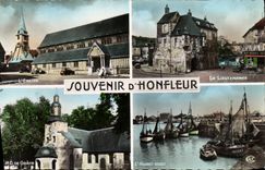 CPM Honfleur Lieutenance Eglise Nd de Grace Le port Bateau