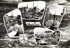 CPM Honfleur Le Vieux Bassin et le musee Le port et l hotel de ville