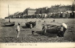 VINTAGE POSTCARD Langrune Boats On the Beach