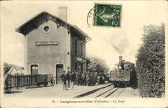 VINTAGE POSTCARD Langrune On Sea Train station Train TOP