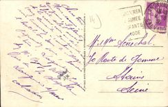 Esquina de Langrune de la POSTAL de la VENDIMIA de la playa tomada del hotel grande