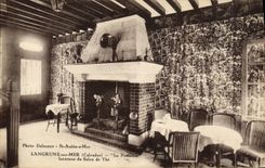 VINTAGE POSTCARD Langrune On Sea the Iron boiler Interior of the living room of the