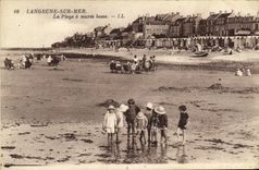 VINTAGE POSTCARD Langrune On Mer the Beach has Low tide Children