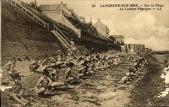 VINTAGE POSTCARD Langrune On Sea the Beach physical culture Children