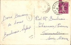 Esquina de Langrune de la POSTAL de la VENDIMIA de la playa