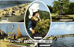 MODERN CARD Langrune On Sea the dam Fountain of the Three Graces Collecting of Goemon