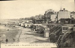 VINTAGE POSTCARD Lion sur Mer View of the Peise Beach of Cliffs