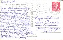 VINTAGE POSTCARD Lion sur Mer Town hall