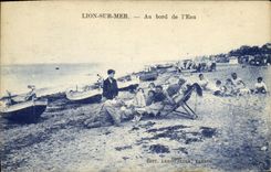 VINTAGE POSTCARD Lion sur Mer At the edge of L Water