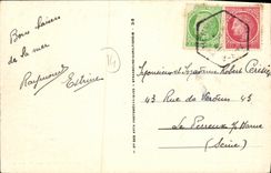 Esquina de la POSTAL de la VENDIMIA Lion sur Mer de la playa por marea de resorte