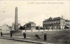 VINTAGE POSTCARD Littry Bourg of the Mines Places Market and the Vault