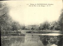 VINTAGE POSTCARD Castle of Manneville dimensions Park and Ponds