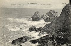 VINTAGE POSTCARD Marigny on Sea sea breaking on the rocks Cahos