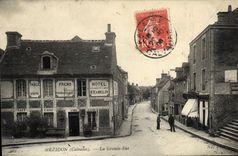 VINTAGE POSTCARD Mezidon Main street Hotel of the Grace of Hamelin God