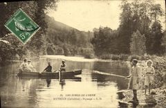 VINTAGE POSTCARD the Edges Of L Decorates Mutrecy Paysage Children Boat