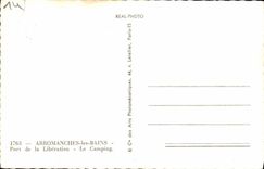 POSTAL MODERNA puerto de Arromanches les Bains del lanzamiento el sitio para acampar