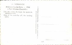 MODERN CARD Arromanches les Bains Port Winston Charchill One of the Piers To broad the quays of unloading Jeep