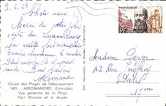 MODERN CARD Arromanches View of the Beach Port winston and the Museum