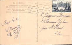 POSTAL Arromanches de la VENDIMIA les Bains el puerto de la opinion del lanzamiento sobre el puerto de desembarque