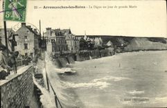 CPA Arromanches les Bains La Digue un jour de grande Maree