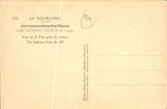 POSTAL Arromanches les Bains Winston Churchill portuario de la VENDIMIA visto en el puerto tomado de la cuesta