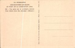 La POSTAL Arromanches de la VENDIMIA les Bains el puerto del lanzamiento visto en Komet falla el barco Militaria