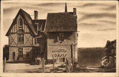 POSTAL Arromanches de la VENDIMIA les Bains el puerto del lanzamiento que restaura el hotel de L oasis a la abertura de Tracy