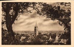 POSTAL Arromanches de la VENDIMIA les Bains el puerto del panorama general del lanzamiento en el puerto de desembarque