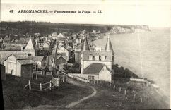 Panorama de Arromanches de la POSTAL de la VENDIMIA en la playa