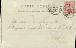 POSTAL Arromanches de la VENDIMIA les Bains el asimiento grande y el barco de la playa