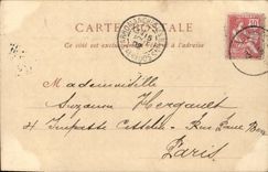 POSTAL Arromanches de la VENDIMIA les Bains los acantilados grandes del asimiento de los barcos de Fresne