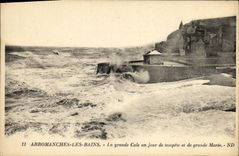 POSTAL Arromanches de la VENDIMIA el asimiento grande un dia de marea de la tormenta y de resorte