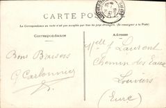 La POSTAL Arromanches de la VENDIMIA la playa tiene marea baja y el casino