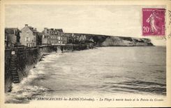 La POSTAL Arromanches de la VENDIMIA les Bains la playa tiene alta marea y el punto de Grouin
