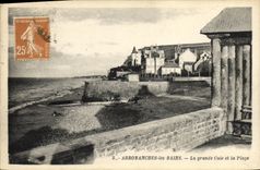 POSTAL Arromanches de la VENDIMIA les Bains el asimiento grande y la playa