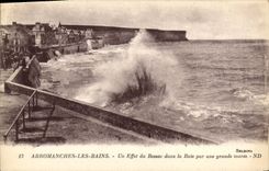 POSTAL Arromanches de la VENDIMIA les Bains un efecto del Undertow en bahia por una marea de resorte