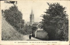 POSTAL Arromanches de la VENDIMIA vista de la calle del cierre de Fresne el cementerio