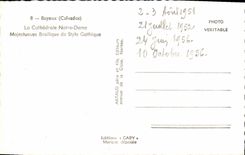 POSTAL Bayeux de la VENDIMIA la basilica majestuosa de la catedral de Notre Dame del estilo gotico