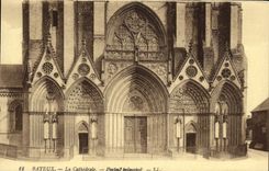 POSTAL Bayeux de la VENDIMIA la puerta del principal de la catedral