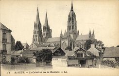 POSTAL Bayeux de la VENDIMIA la catedral vista de los cuartos del cuerpo del bulevar