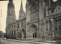 POSTAL Bayeux de la VENDIMIA el viaducto la catedral la torre del sur