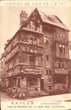 Casa vieja de Bayeux de la POSTAL de la VENDIMIA de la calle de los ferrocarriles de los cocineros de L estado