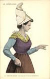 Maidservant de Bayeux Normades Coiffes D de la POSTAL de la VENDIMIA ayer de los casquillos del traje del folklore de los alrededores
